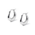 wholesale S925 Sterling Silver Minimalist U-Shaped Hoop Earrings, Sleek Finish, Small Circle Earrings, Niche Design, High-End Plain Hoop Accessories M04238-0-4
