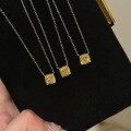wholesale S925 Sterling Silver Pillow Cut Money Attracting Yellow Diamond Ring Necklace, Full Body High Carbon Diamond, Rich Heiress Diamond Ring Collarbone Chain-0-2