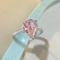 wholesale S925 Sterling Silver Pink High Carbon Diamond Ring for Women Wholesale, European and American Style Waterdrop Ice Flower Cut Zirconia Band-0-2
