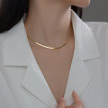 wholesale S925 Silver Flat Snake Chain Short Minimalist Necklace Elegant Pavé Chain Necklace D8273-0-0