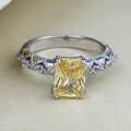 wholesale S925 Sterling Silver 6*8 Yellow Ice-Cut High Carbon Diamond High-End Fashion Ring for WomenLive Stream-0-0