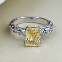 wholesale S925 Sterling Silver 6*8 Yellow Ice-Cut High Carbon Diamond High-End Fashion Ring for WomenLive Stream-R1367 No.6