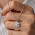 Sterling Silver Pendant with 1-Carat Moissanite Flower Necklace for Women-0-4