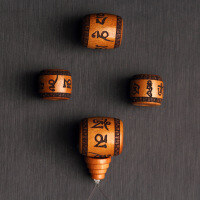 wholesale Metal Material Boxwood Peach Wood Heart Sutra Six-Character Mantra Three Blessings Three Connections Set Handmade DIY Star Moon Diamond Accessories-A set of peach wood three blessings