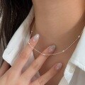wholesale S925 Sterling Silver Rice Grain Bead Necklace for Women, Ins Style, Niche, High-End, Minimalist Bean Pendant Collarbone Chain-0-1