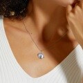 wholesale S925 Sterling Silver Minimalist and Light Luxury Universe Planet Pendant Necklace with Sky Blue Topaz, Small Batch Design-0-2