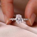 wholesale White Gold S925 Oval Moissanite Ring with Full Circle Small Stone Setting, Best-Selling Women's Ring on Independent Websites-0-2