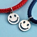 wholesale 925 Sterling Silver Minimalist Smiley Pendant Charm Bracelet Necklace Cord Accessory Wholesale Jewelry-0-3