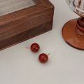 wholesale S925 Sterling Silver Natural Red Agate Stud Earrings Women New Trendy Niche Design Versatile Elegant Earrings-0-3