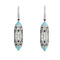 wholesale 925 Silver Gold-Plated High-Carbon Diamond-Inlaid Turquoise Enamel Art Deco Decorative Versatile Women's Earrings-0-4