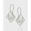 wholesale S925 Sterling Silver 782 Niche European Style Geometric Square Lava Texture Inlaid Diamond Earrings for Women-0-0