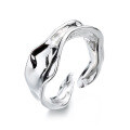 wholesale S925 sterling silver irregular volcanic lava texture open ring creative niche design women's finger ring-0-4