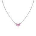 wholesale S925 Sterling Silver Cross-Border Europe and America Women's Small and Luxurious High-End Pink Heart Zircon Collarbone Necklace-0-9