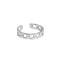 wholesale S925 Sterling Silver Korean Version INS Niche Design Minimalist Versatile Twist Chain Openwork Adjustable Ring for Women-0-5
