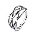 wholesale S925 Sterling Silver Retro Geometric Irregular Multi-Layer Thai Silver Ring Trendy Accessory European and American Fashion Index Finger Ring-0-5