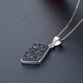 wholesale S925 Sterling Silver Crystal Geometric Diamond Pendant Korean Fashion Short Necklace Accessory-0-3