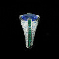 wholesale 925 Silver Gold-Plated Ring with High Carbon Diamond Royal Blue Oval Art Deco Fashion Versatile Women's Ring-0-3