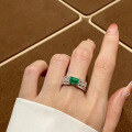 wholesale S925 Silver 1ct Emerald Precision Full Diamond Micro-Set Ring, Zhuzhifan Jewelry New-0-2