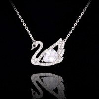 S925 Silver Cross-Border Wholesale Zircon Bear Pendant Necklace-S925 Sterling Silver + Zircon  925 Silver