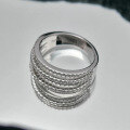 wholesale S925 Sterling Silver European and American Five-Row Inlaid Diamond Full Diamond Ins Style Fashion Commuter Ring-0-2