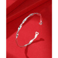 wholesale 999 Sterling Silver Möbius Strip Double Layer Heart Minimalist Design Plain Circle Bracelet for Women-0-0
