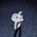 S925 Silver Moissanite Ring Women's Luxury Pave Fancy Champagne Yellow Pear Shape 4 Carat-0-2