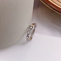 wholesale S925 Sterling Silver Minimalist Smiley Chain Personalized Women's Ring Niche Design Open Adjustable Ring Gift for Best Friend-Smiley face ring Adjustable opening