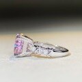 wholesale S925 silver same style as Xiaohongshu pink diamond ring, minimalist crossover ring, four-prong square diamond ring for women, simple and fashionable design-0-2