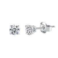 wholesale S925 Sterling Silver Dainty and Exquisite 05/1/2 Carat Moissanite Stud Earrings Four-Prong Setting, Will Not Fade-1 carat Moissanite earrings 5MM (0.5ct each)
