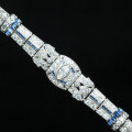 wholesale Metal Material: 925 Silver Gold Plated, High Carbon Diamond, Royal Blue Marquise, Art Deco Decoration, Vintage Fashion Jewelry Bracelet for Women-0-0