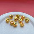 wholesale Gold-plated 925 ancient silver fittings set with natural tourmaline square bead spacers, large hole for DIY hand stringing and braiding accessories-0-3