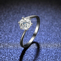 S925 Sterling Silver Moissanite Ring High-End Adjustable Twist Shank Six Prong-1 carat (empty)  13 yards