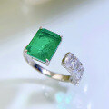 wholesale 925 Metal New Product Simulated Emerald Adjustable Ring for Women,,-0-2