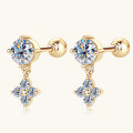 wholesale 10K Gold Korean Fashion Sweet Moissanite Earrings for Women, Elegant and Trendy Ear Drops-0-2