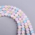 wholesale Metal Morganite Chalcedony Beads, Five-Color Colored Chalcedony Round Beads, DIY Quartzite Semi-Finished Jewelry Accessories Crystal-0-1