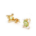 wholesale Metal Material First: Pure Silver Gold Plated Dunli New Japanese Style Fresh and Natural Peridot Stud Earrings for Women, Direct Wholesale from Manufacturer-0-1