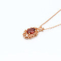 wholesale S925 rose gold-plated silver vintage rose red garnet lace set, elegant OL pendant necklace-0-4