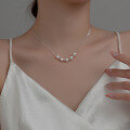 wholesale S925 Sterling Silver Simple and Fashionable Synthetic Pearl Luster Bead Women's Elegant Collarbone Chain Trendy Necklace D9401-0-1