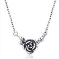wholesale 925 Silver Retro Thai Silver Black Rose Necklace for Women, Fashion Minimalist Vintage Ins Style Personalized Collarbone Chain-0-4