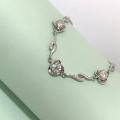 wholesale S925 Sterling Silver Moissanite Clover Ocean Heart Bracelet for Women, Fashionable Rose Design with a Touch of Luxury-0-2