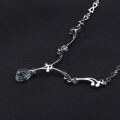 wholesale S925 Sterling Silver Luxury Natural Topaz Necklace, High-End Feel Sweater Chain, Sapphire Pendant-0-2