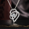 wholesale S925 Sterling Silver Zircon Heart Necklace, Light Luxury Exquisite Niche Design Pendant Choker for Valentine's Day-0-0