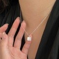 wholesale S925 Sterling Silver Geometric Quadrilateral Pendant Necklace for Women, Minimalist and Fashionable Choker Chain, Korean Style Small Luxury-0-0