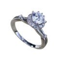 wholesale S925 Sterling Silver High Carbon Diamond Ring, Xiaohongshu Same Style, 1 Carat Light Luxury Sparkling Flower Diamond Ring-0-4