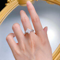 wholesale S925 Silver Jewelry New Four-Prong Fancy Shape High Carbon Diamond Ring for Women, Wholesale for Cross-Border European and American Trade-0-3
