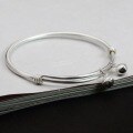 wholesale 999 Silver Coiled Tail Smooth Bangle with Bell, Women's Fortune Halo Minimalist Luxury Bracelet, Versatile Hand Accessory-0-1