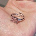 wholesale S925 Sterling Silver Light Jewelry Ice-Cut High Carbon Diamond Pink Diamond Square Ring, Minimalist and Sophisticated Cube Diamond Ring-0-3