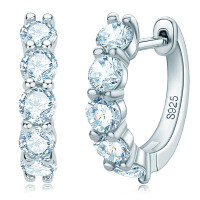 S925 Sterling Silver D Color Moissanite Starry Shining Earrings-Luxury Diamond Earrings [White Gold] Style B  925 Silver