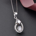 wholesale S925 Sterling Silver Small Drop Pendant Women's Collarbone Necklace with Inlaid Cubic Zirconia Minimalist Luxury Style Jewelry-0-2