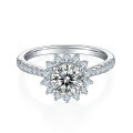 wholesale S925 Sterling Silver New Sunflower Natural Style with GRA Certificate 1 Carat Moissanite Ring-0-4